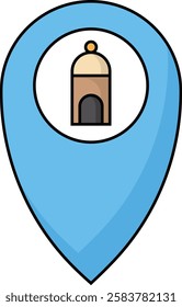 simple mosque dome location icon illustration