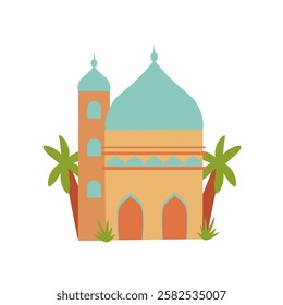 Simple mosque hand drawn design illustration isolated on white background. colorful mosque image.