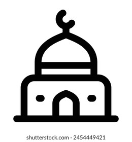 Icono de Mezquita Simple. El ícono se puede usar para Sitios web, Plantillas impresas, Plantillas de presentación, ilustraciones, etc