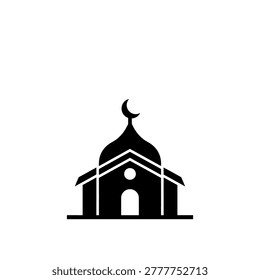 Simple mosque icon with crescent