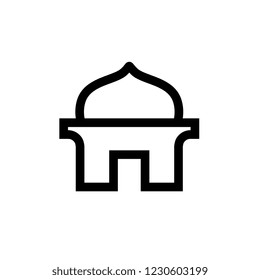 Simple Mosque Icon, Line Art Illustration
