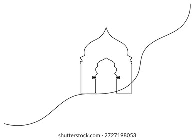 Einfache Moschee Symbol eine Zeile Kunst kontinuierliche minimalistische Vektorgrafik