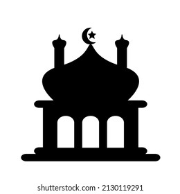 Simple mosque illustration with black color. Mosque silhouette icon logo template. Mosque icon vector Illustration design