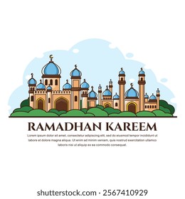 Simple Mosque Illustration for Ramadan Kareem