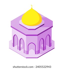 diseño isométrico de mezquita simple, para diseño islámico