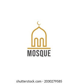 Simple Mosque Logo design inspiration, Mosque logo design with letter M vector illustration isolated on white background
