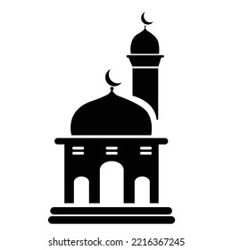 Simple Mosque Logo Icon, Islamic Place Of Worship, Muslim Symbol, Vector Illustration