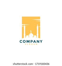 simple mosque logo and sky box