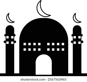 Simple Mosque silhouette Black and White Design Concept Vector