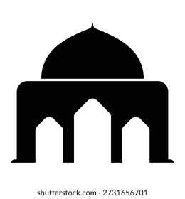 Simple mosque silhouette featuring a prominent dome and arched entrances, classic islamic worship architecture