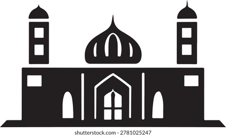 Simple mosque silhouette vector icon