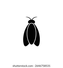 A simple moth design with a clear background for versatile use. Features a minimalist silhouette insect in an elegant bug shape design.