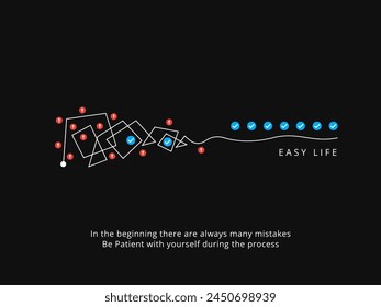 Simple Motivation graphic on dark background. Rough line at the beginning and smooth at the end
