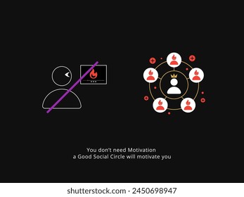 Simple Motivation graphic on dark background. You do not need motivation but good circle