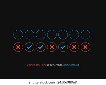 Simple Motivation graphic on dark background. Doing something is better than doing nothing