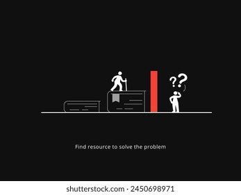 Simple Motivation graphic on dark background. Find Resource to solve Problem