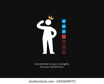 Simple Motivation graphic on dark background. Focus on strength