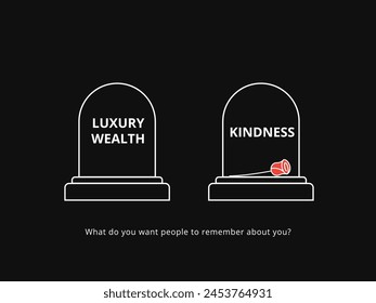 Simple Motivation graphic on dark background. The two tombstone with different label