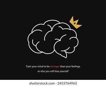 Gráfica de Motivación Simple sobre fondo oscuro. El cerebro con corona dorada