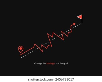 Simple Motivation graphic on dark background. a straight and the zigzag line.
