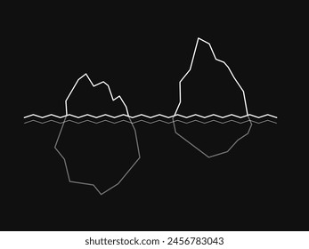 Simple Motivation graphic on dark background. The outline of two iceberg