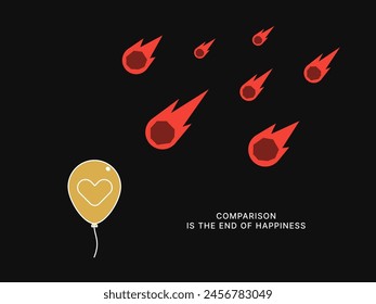 Simple Motivation graphic on dark background. A balloon and the meteor