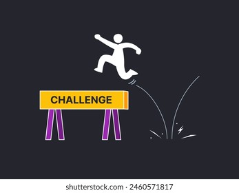 Simple Motivation graphic on dark background. A person jumping over the obstacle
