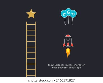 Simple Motivation graphic on dark background. Slow success build characteristic