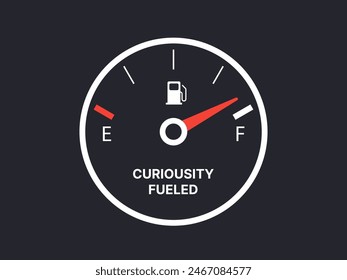 Simple Motivation graphic on dark background. The Speedometer of curiosity