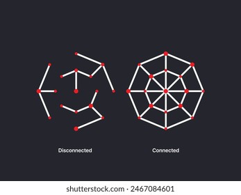 Simple Motivation graphic on dark background.The half connected lines and the full one.