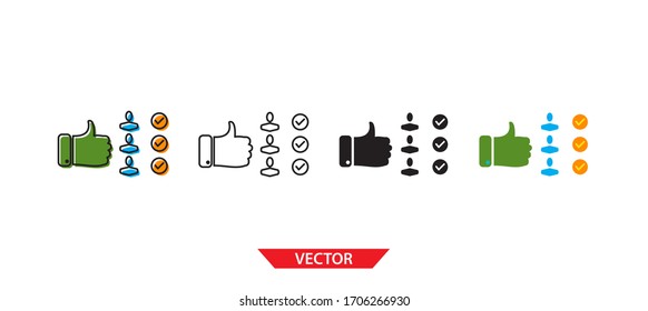 Simple motivation icon on white background 4 types such as outline, black, color, outline and color. Vector illustration.