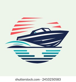 simple moto boat logo with vintage colors