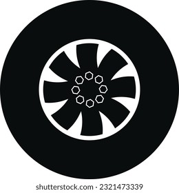 Simple Motor Car Tire Icon Illustration