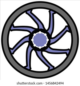 Simple Motorcycle Wheel Icon Flat Style
