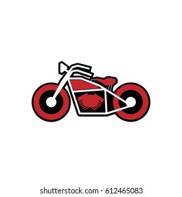 Simple motorcycle in white and red color