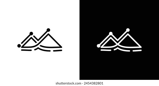 Simple Mount Stats Logo. Mountain, Hill, Peaks. Summit and Statistics with Linear Outline Style. Mountain Profit Logo Icon Symbol VectorDesign Inspiration.