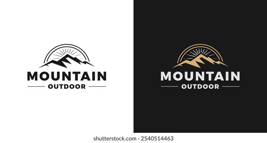 Simple Mountain adventure logo. Outdoor mountains icon vector emblem designs.