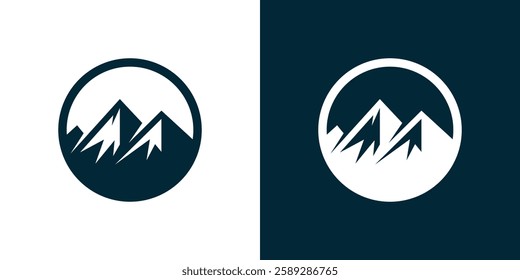 Simple mountain circle logo template. Mountain icon logo vector symbol illustration design