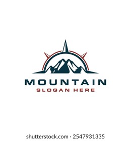 Brújula de montaña simple. Inspiración de logo de diseño