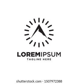 simple mountain with compass logo design