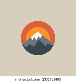 simple mountain construction sun logo vector illustration template design