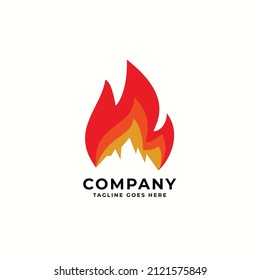 Simple Mountain Fire Logo Design