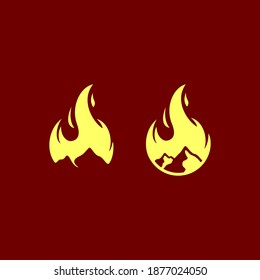 simple mountain flame logo design
