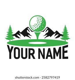 Simple Mountain and Golf Logo vector
