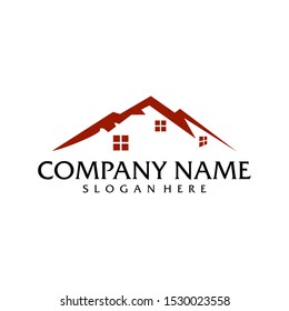 simple mountain house logo template