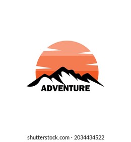 simple mountain icon logo template design vector outdoor mountain climbing