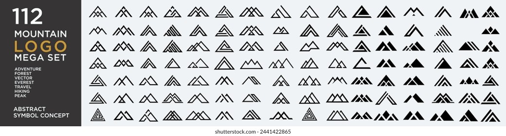 Simple mountain icon set logo in a modern style . Vector illustration