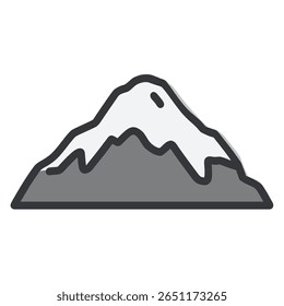 Ícone de montanha simples mostra a ilustração gráfica na neve