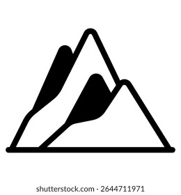 Simple mountain icon suitable for travel, outdoor, adventure websites and application interfaces.