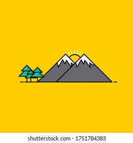 Simple Mountain Illustration Vacation flat design